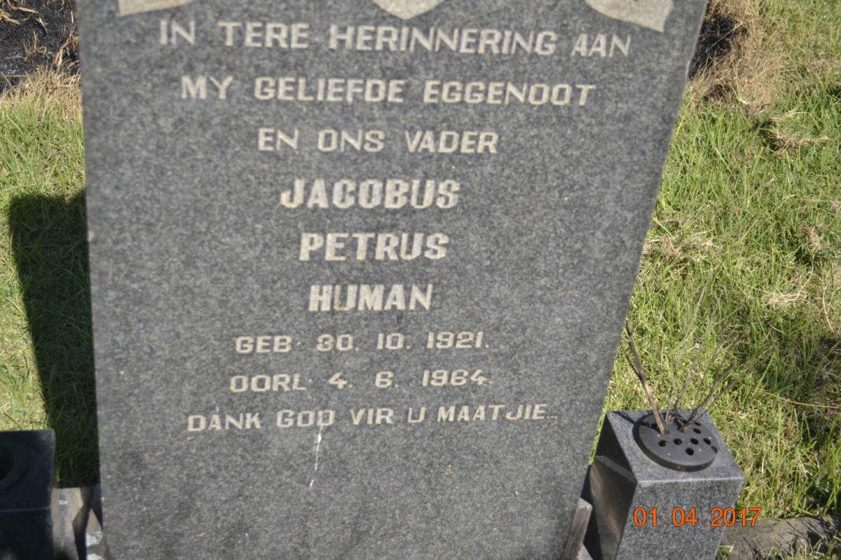 HUMAN Jacobus Petrus 1921-1964