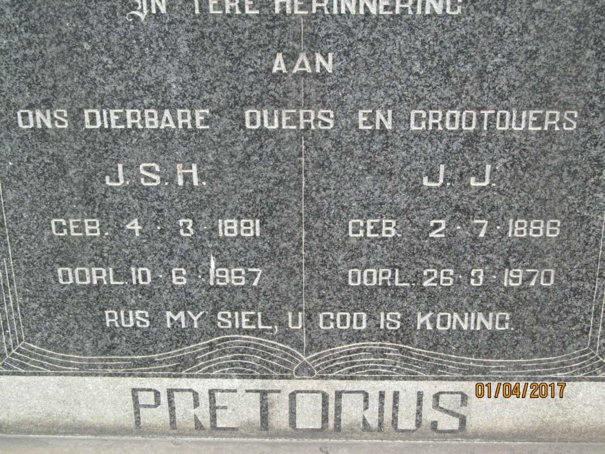 PRETORIUS J.J. 1886-1970 &amp; J.S.H. 1881-1967