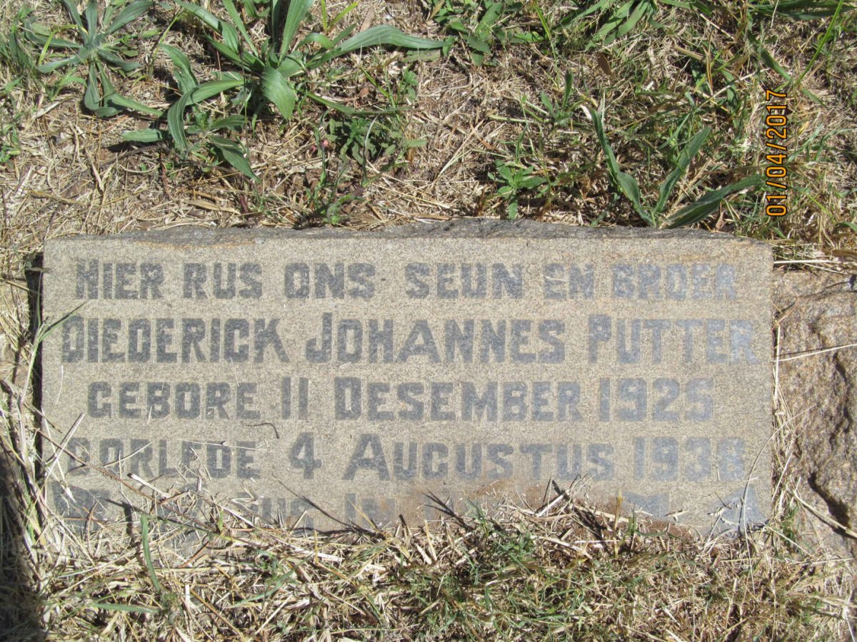 PUTTER Diederick Johannes 1925-193?