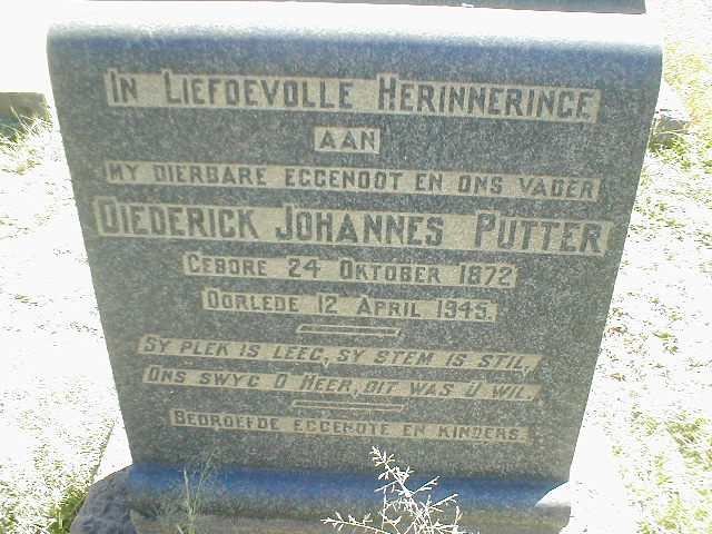 PUTTER Diederick Johannes 1872-1945