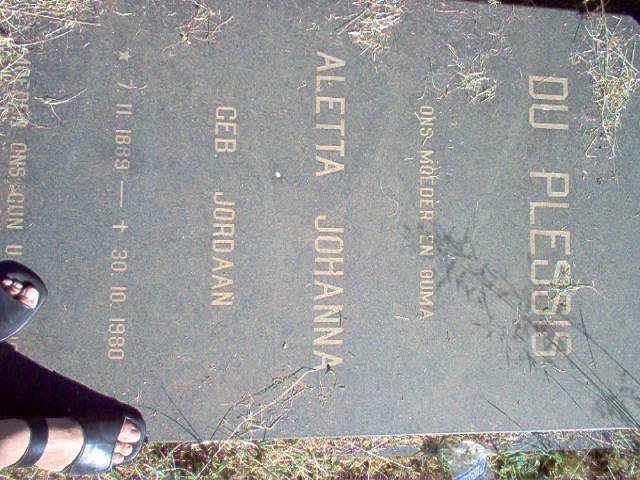 PLESSIS Aletta Johanna, du nee JORDAAN 1889-1980