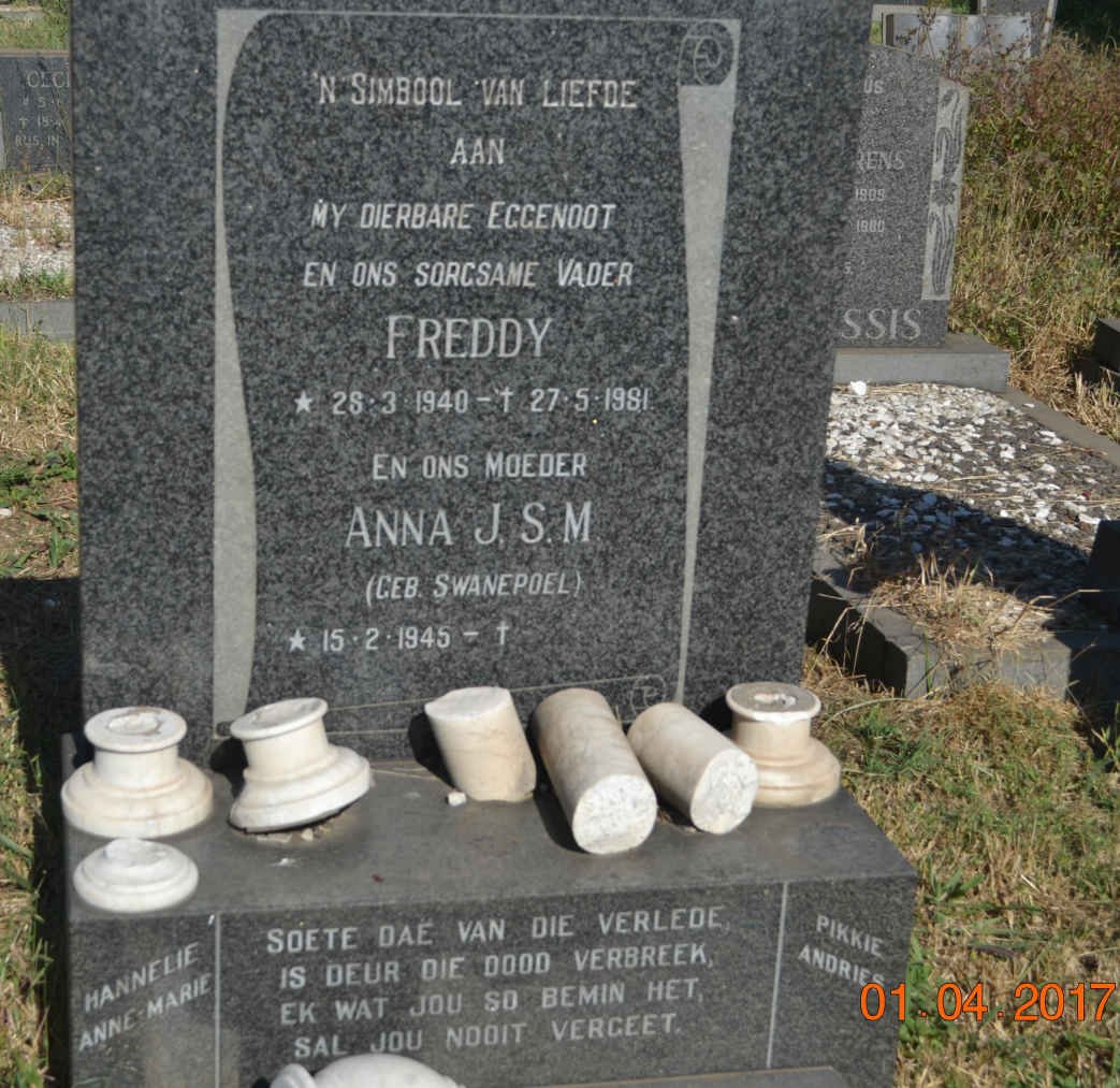 ROBERTS Freddy 1940-1981 &amp; Anna J.S.M. SWANEPOEL 1945-