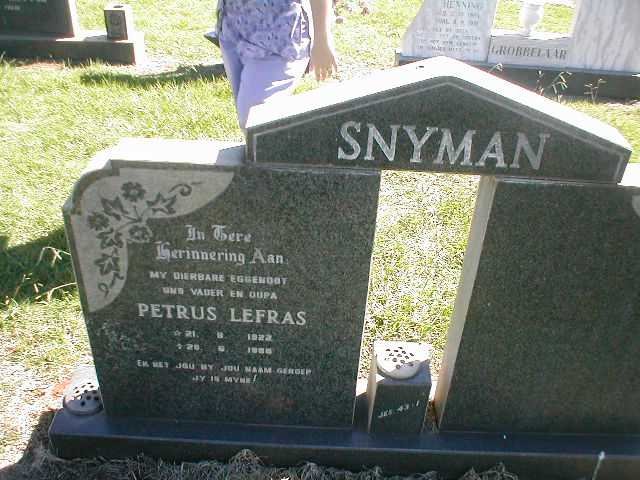 SNYMAN Petrus Lefras 1922-1986