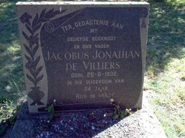 VILLIERS Jacobus Jonathan, de  -1932