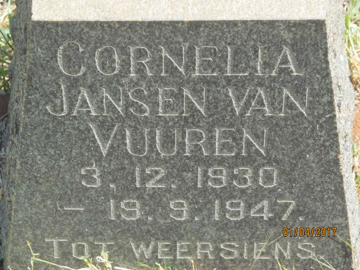 VUUREN Cornelia, Jansen van 1930-1947