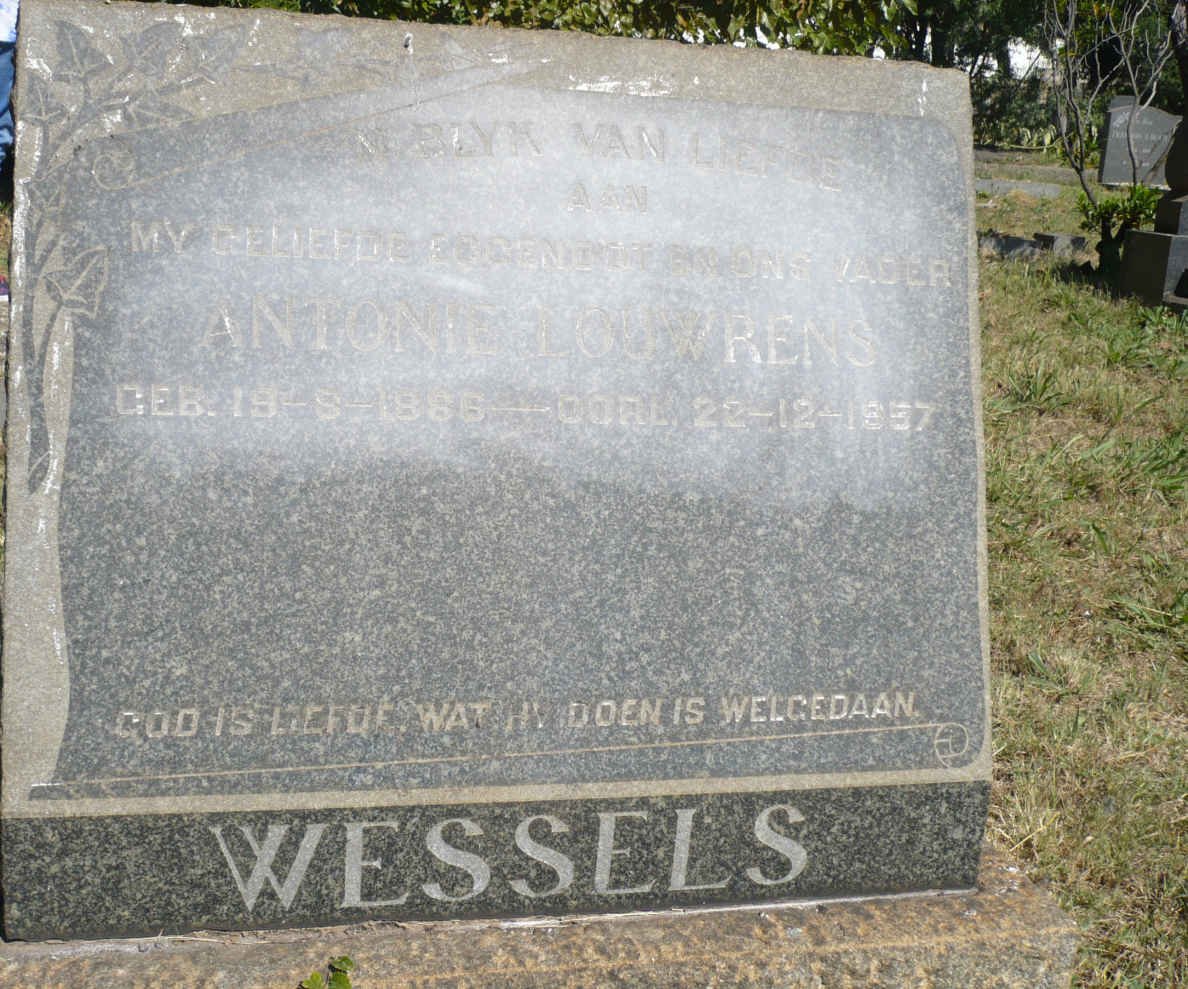 WESSELS Antonie Louwrens 1886-1957