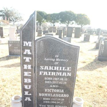 MATHEBULA Victoria Nomhlangano 1937-1994 :: MATHEBULA Sakhile Fairman 1967-2017