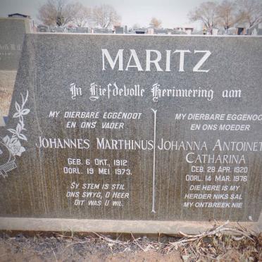MARITZ Johannes Marthinus 1912-1973 &amp; Johanna Antoinette Catharina 1920-1976