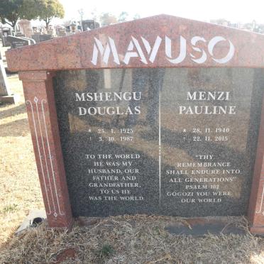 MAVUSO Mshengu Douglas 1925-1987 &amp; Menzi Pauline 1940-2015