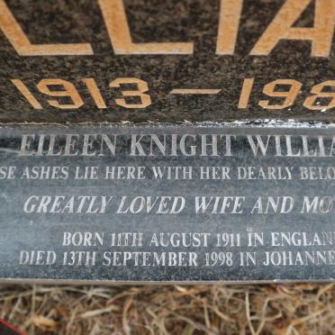 WILLIAMS Richard 1913-1984 &amp; Eileen Knight 1911-1998