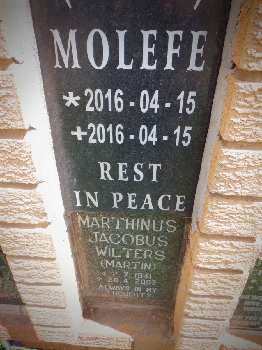 MOLEFE 2016-2016 :: WILTERS Marthinus Jacobus 1941-2003 