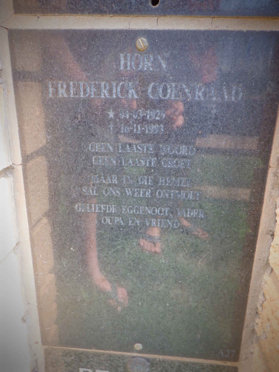 HORN Frederick Coenraad 1929-1993 