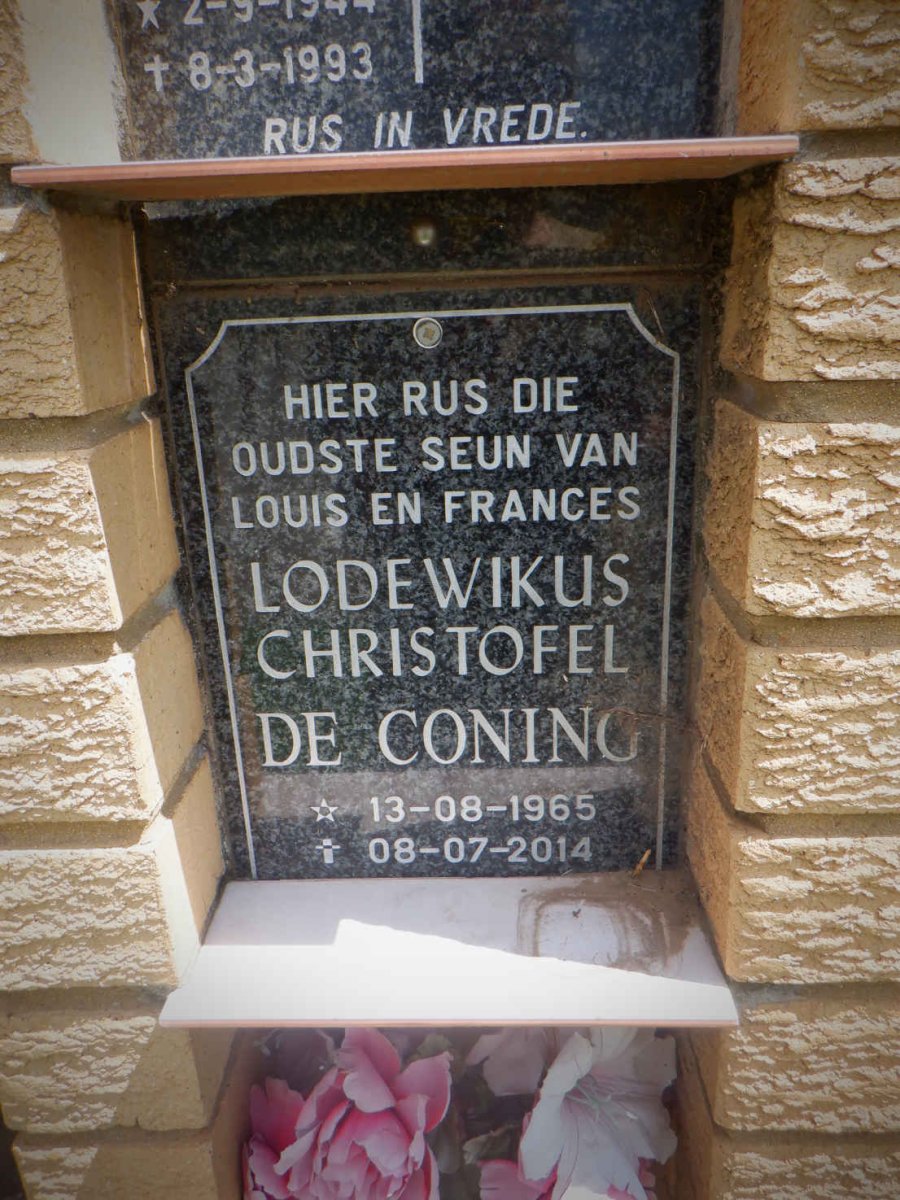 CONING Lodewikus Christoffel, de 1965-2014 