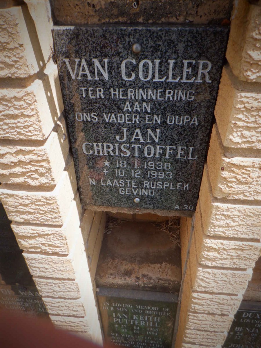 COLLER Jan Christoffel, van 1938-1993 