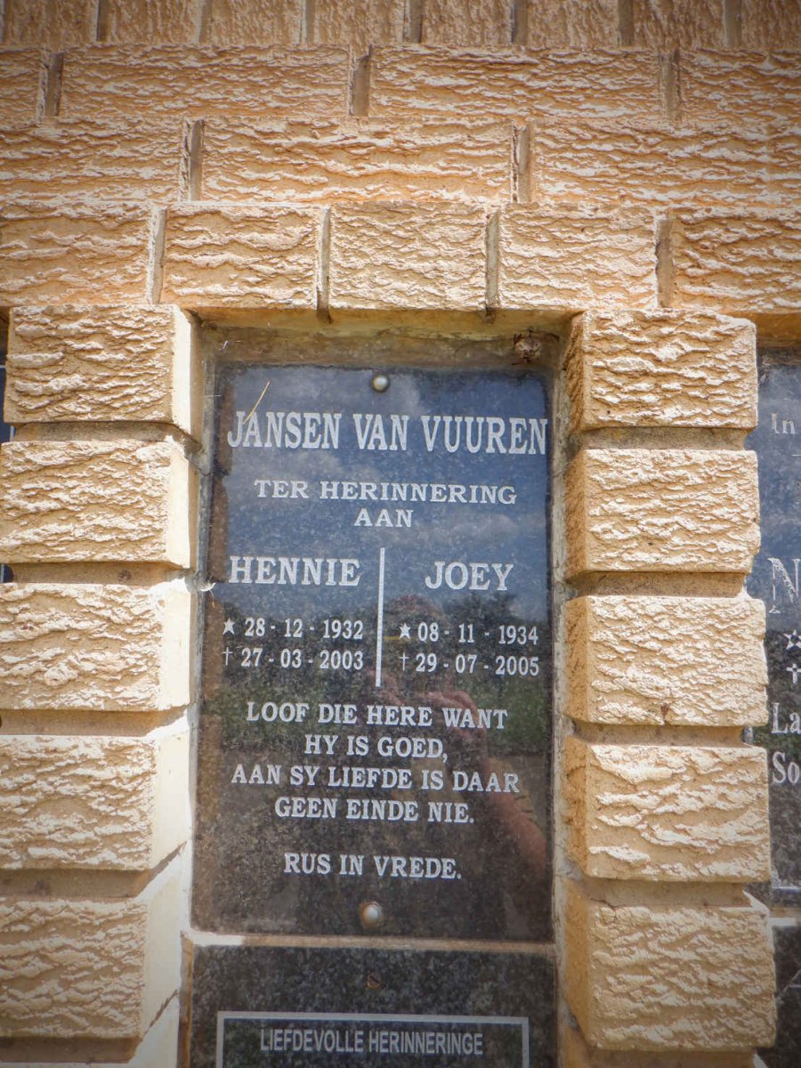 VUUREN Hennie, Jansen van 1932-2003 &amp; Joey 1934-2005 