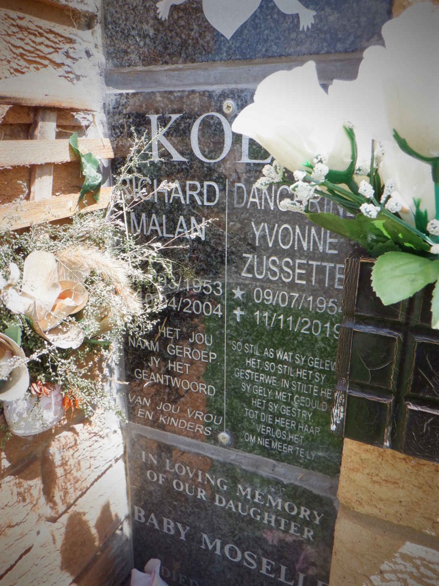 KOEN Richard Malan 1953-2004 &amp; Dangerine Yvonne Zussette 1954-2019 