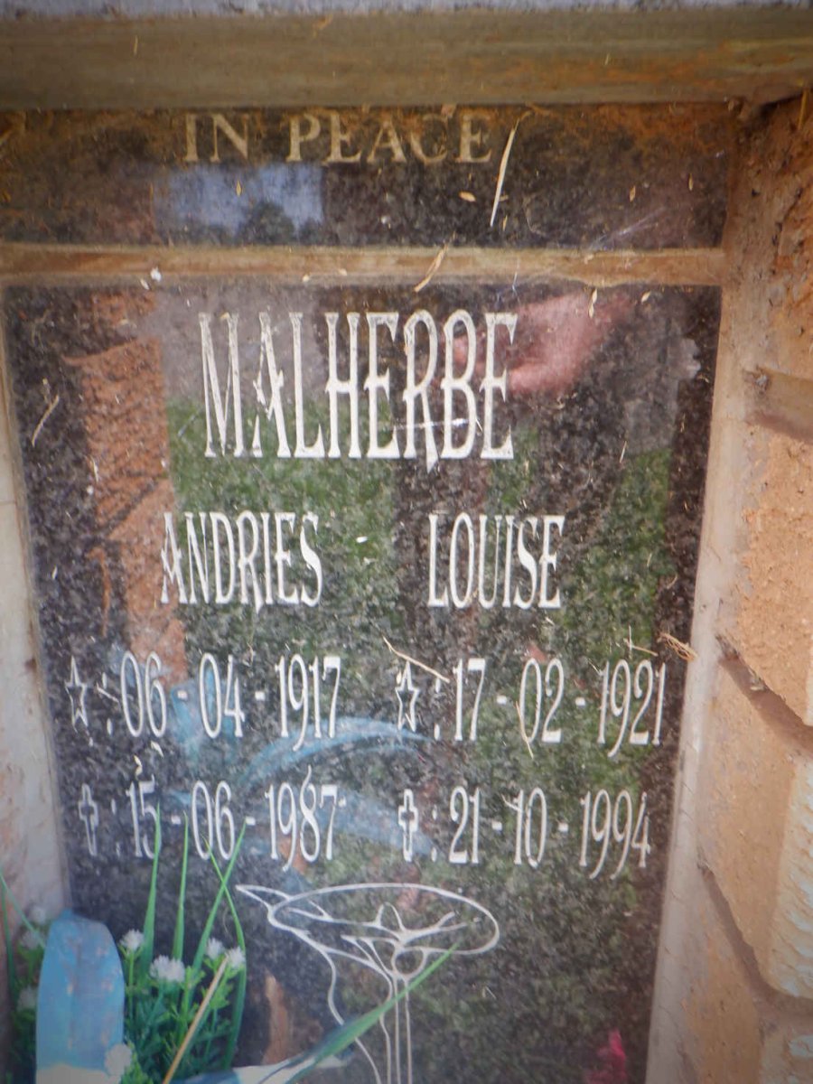 MALHERBE Andries 1917-1987 &amp; Louise 1921-1994 