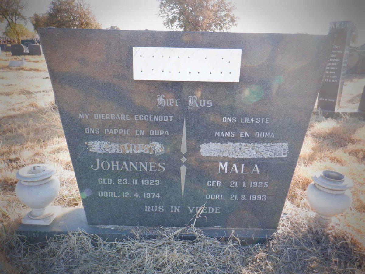 ? Johannes 1923-1974 &amp; Mala 1925-1993