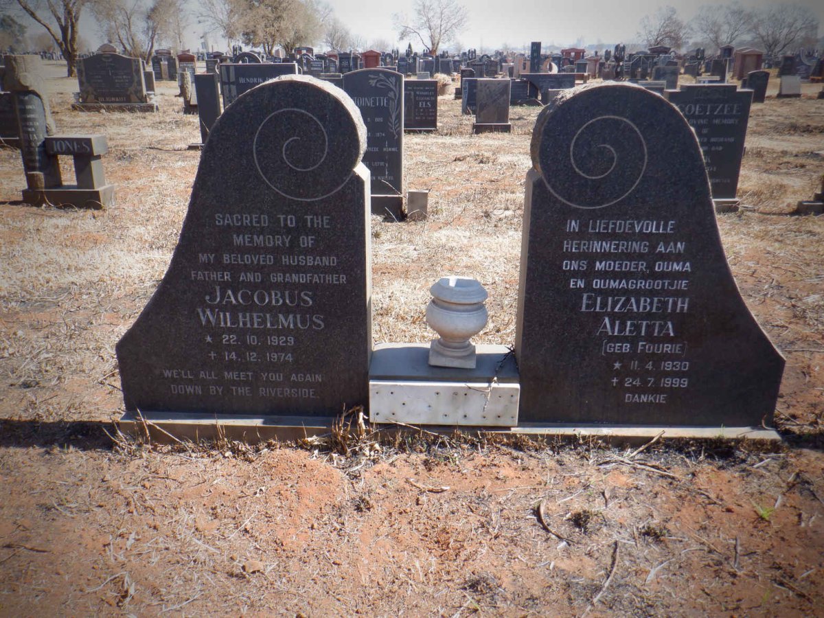 ? Jacobus Wilhelmus 1929-1974 &amp; Elizabeth Aletta FOURIE 1930-1999