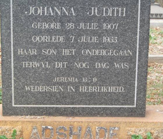 ADSHADE Johanna Judith 1907-1955