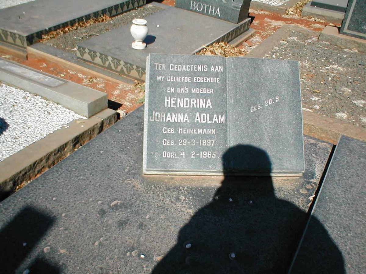 ADLAM Hendrina Johanna nee HEINEMANN 1897-1965