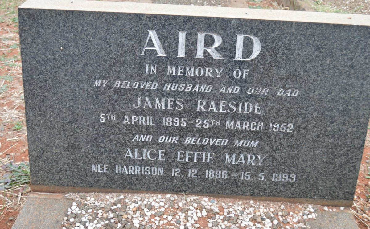 AIRD James Raeside 1895-1952 &amp; Alice Effy Mary HARRISON 1896-1993