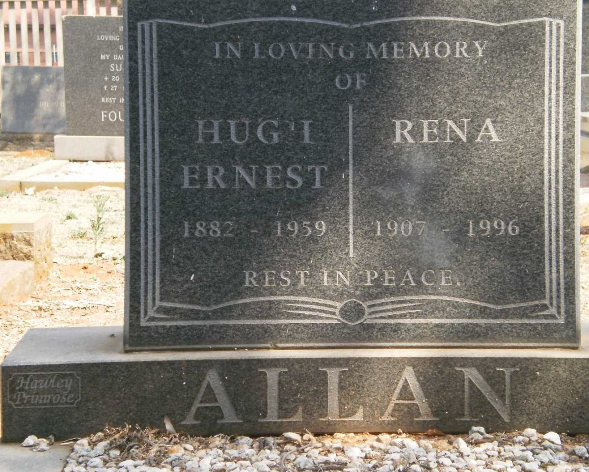 ALLAN Hugh Ernest 1882-1959 &amp; Rena 1907-1996