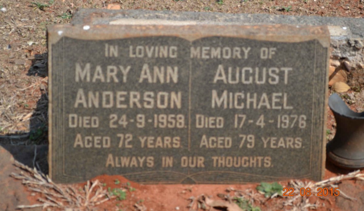 ANDERSON Mary Ann -1958 :: MICHAEL August -1976