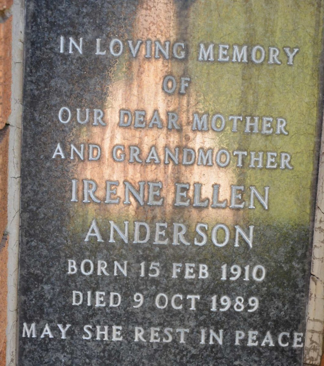 ANDERSON Irene Ellen 1910-1989