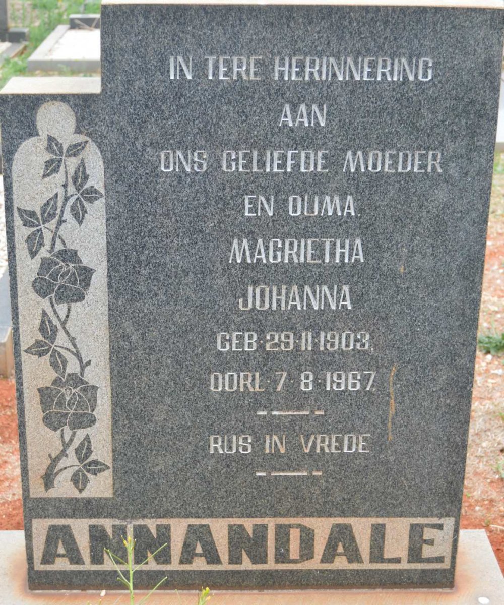 ANNANDALE Magrietha Johanna 1903-1967