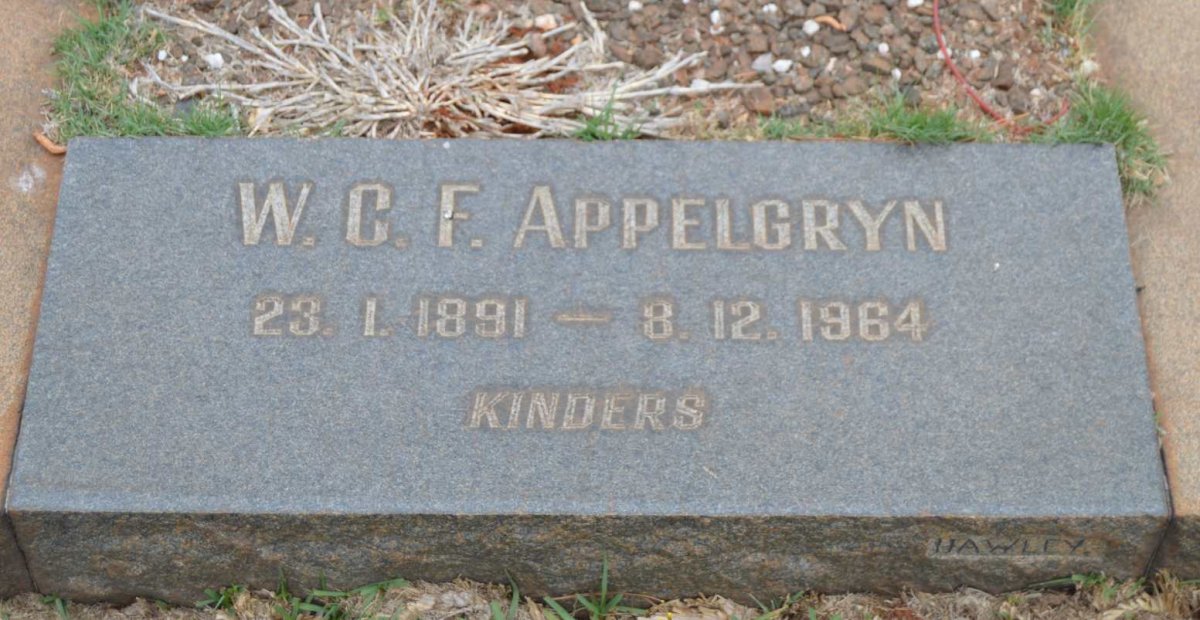 APPELGRYN W.C.F. 1891-1964