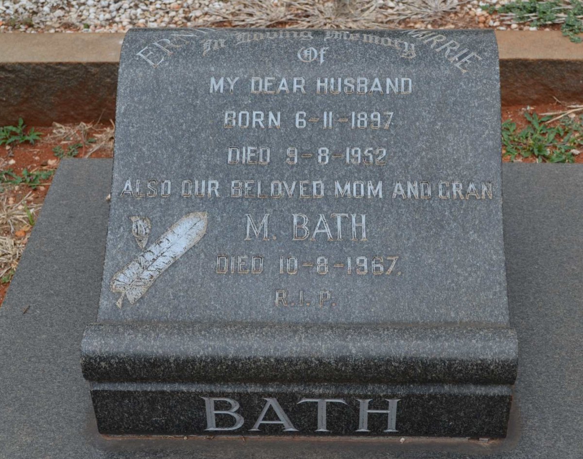 BATH Ernie Mirrie 1897-1952 &amp; M. -1967