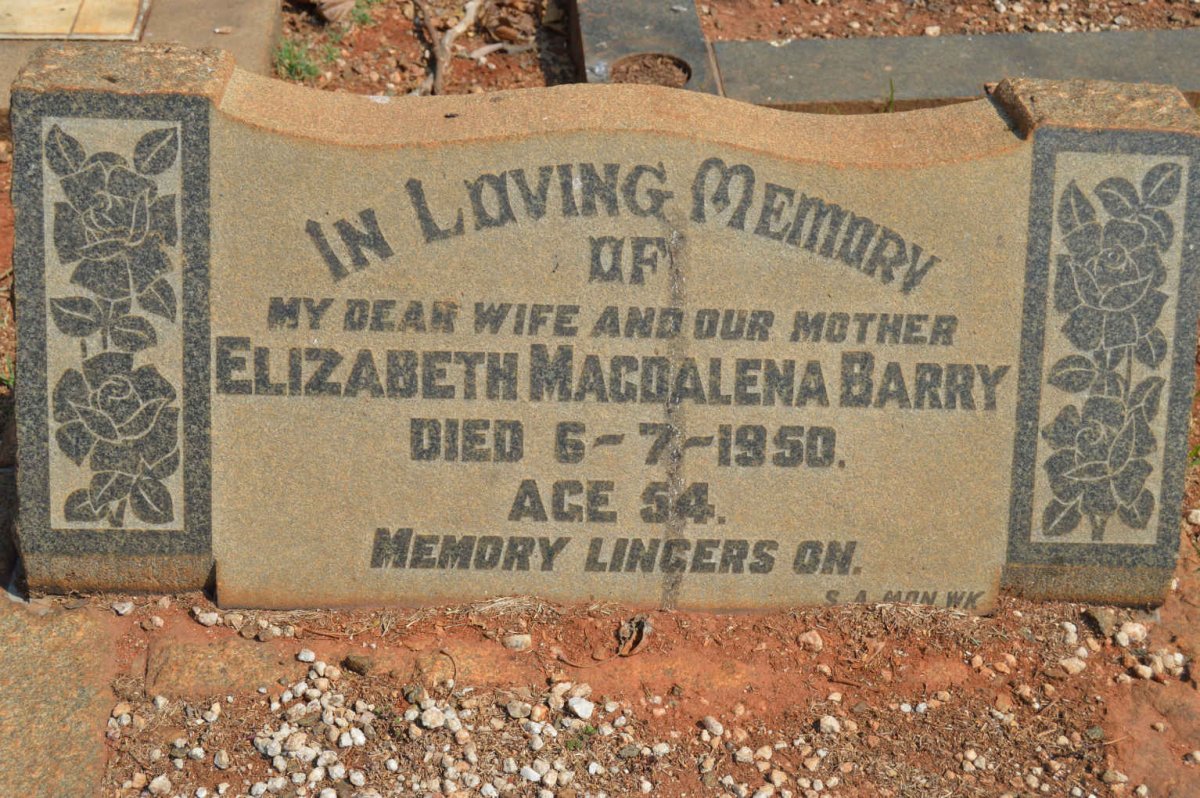 BARRY Elizabeth Magdalena -1950