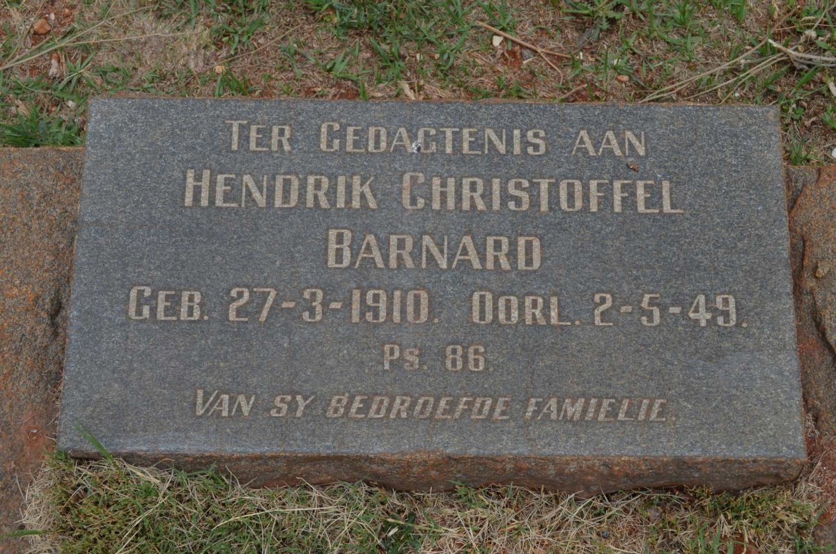 BARNARD Hendrik Christoffel 1910-1949