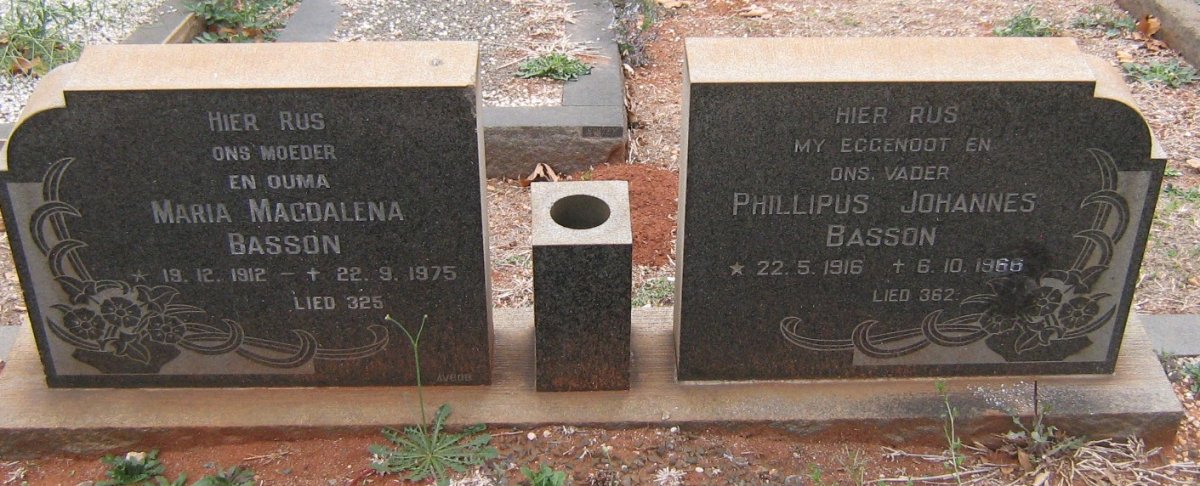 BASSON Phillipus Johannes 1916-1966 &amp; Maria Magdalena 1912-1975