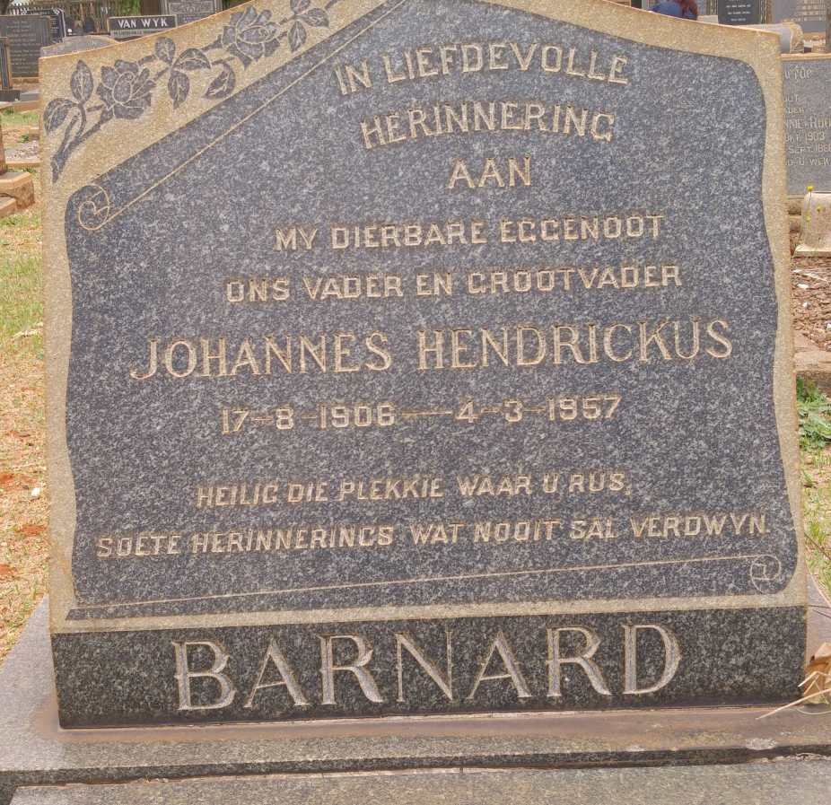BARNARD Johannes Hendrickus 1906-1957