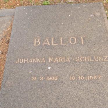 BALLOT Johanna Maria nee SCHLUNZ 1906-1967