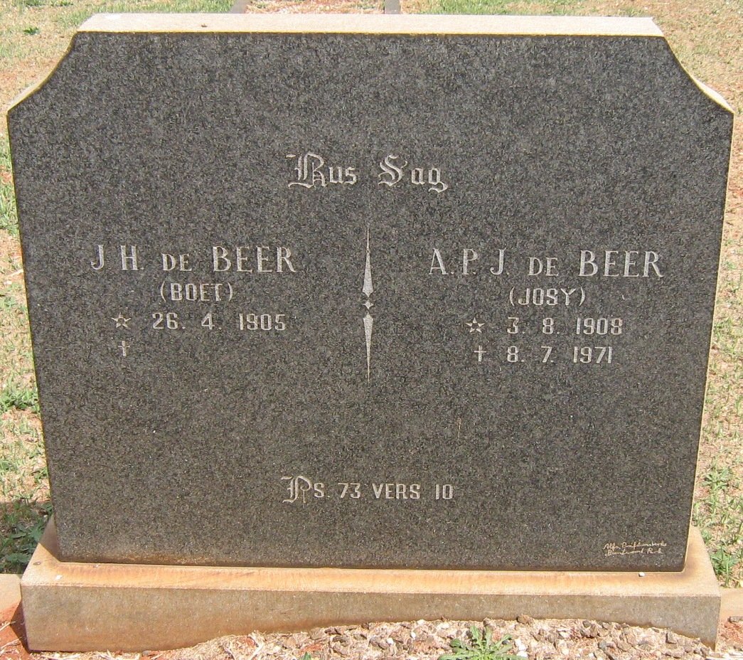 BEER J.H., de 1905- &amp; A.P.J. 1908-1971