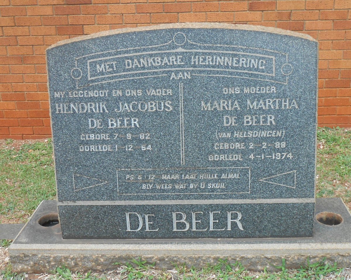BEER Hendrik Jacobus, de 1882-1954 &amp; Maria Martha VAN HELSDINGEN 1888-1974