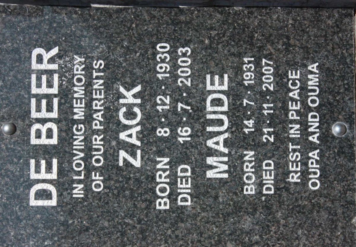 BEER Zack, de 1930-2003 &amp; Maude 1931-2007