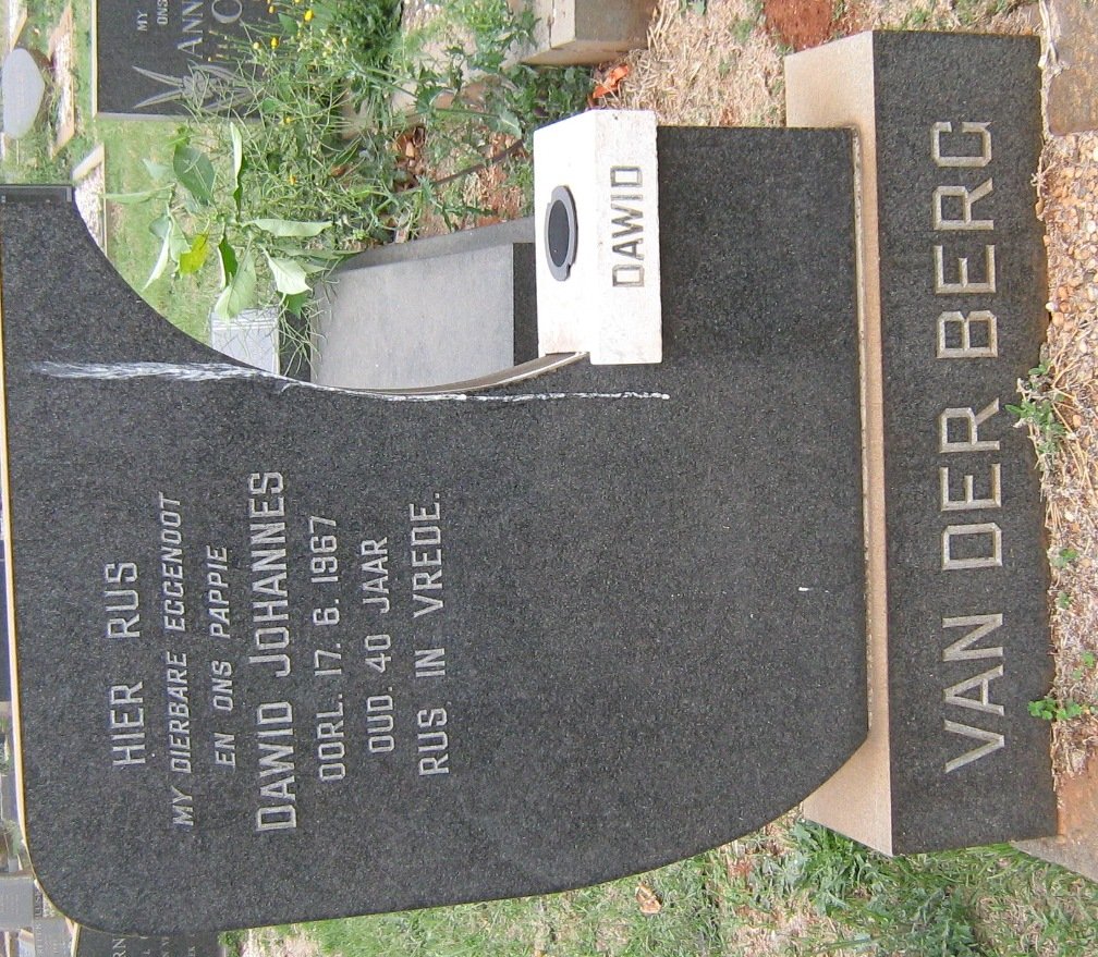 BERG Dawid Johannes, van der -1967