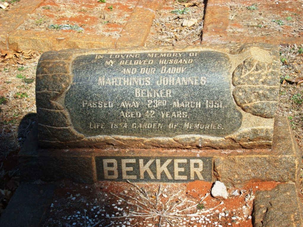 BEKKER Marthinus Johannes  -1951