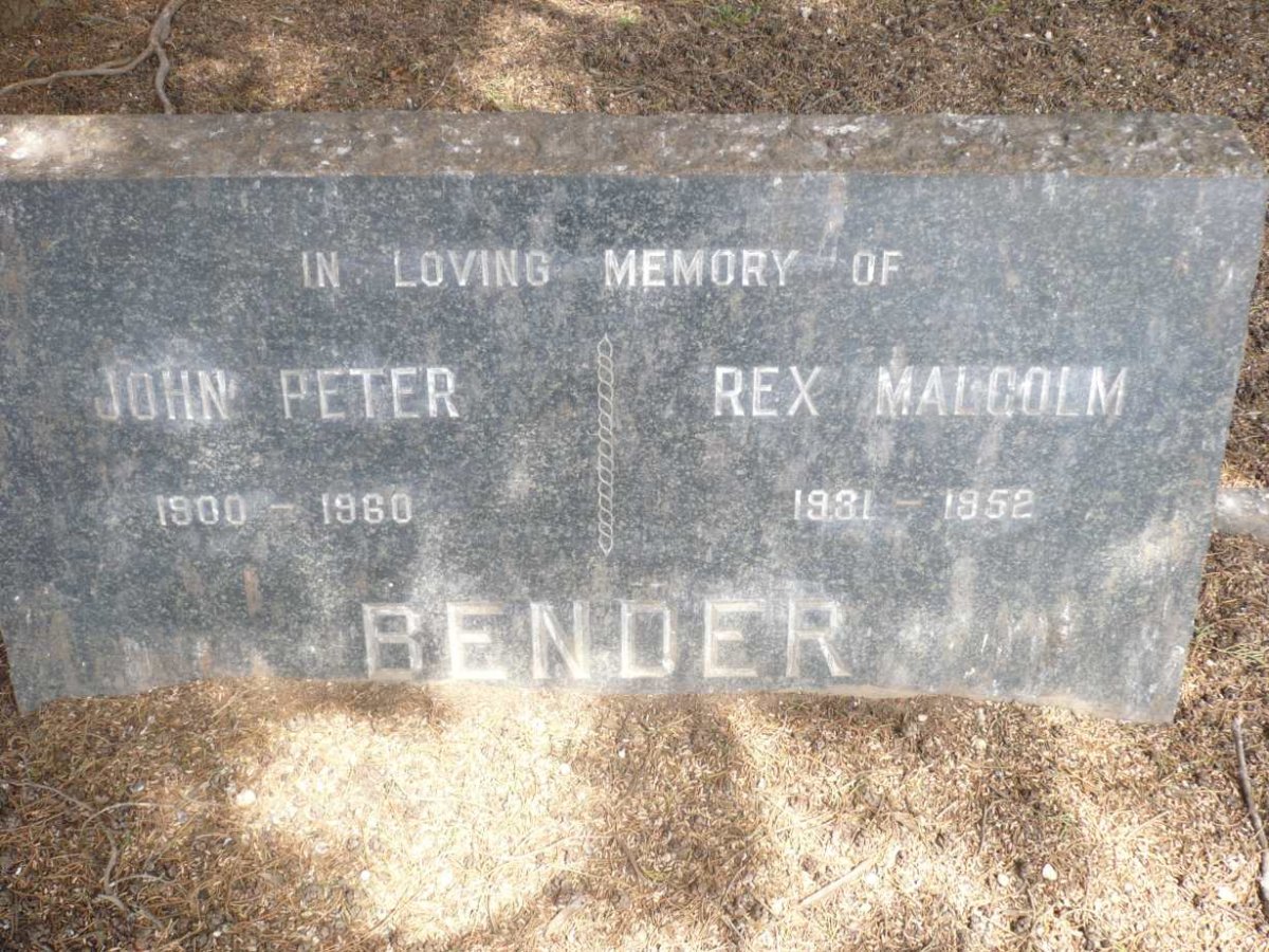BENDER John Peter 1900-1960 :: BENDER Rex Malcolm 1931-1952