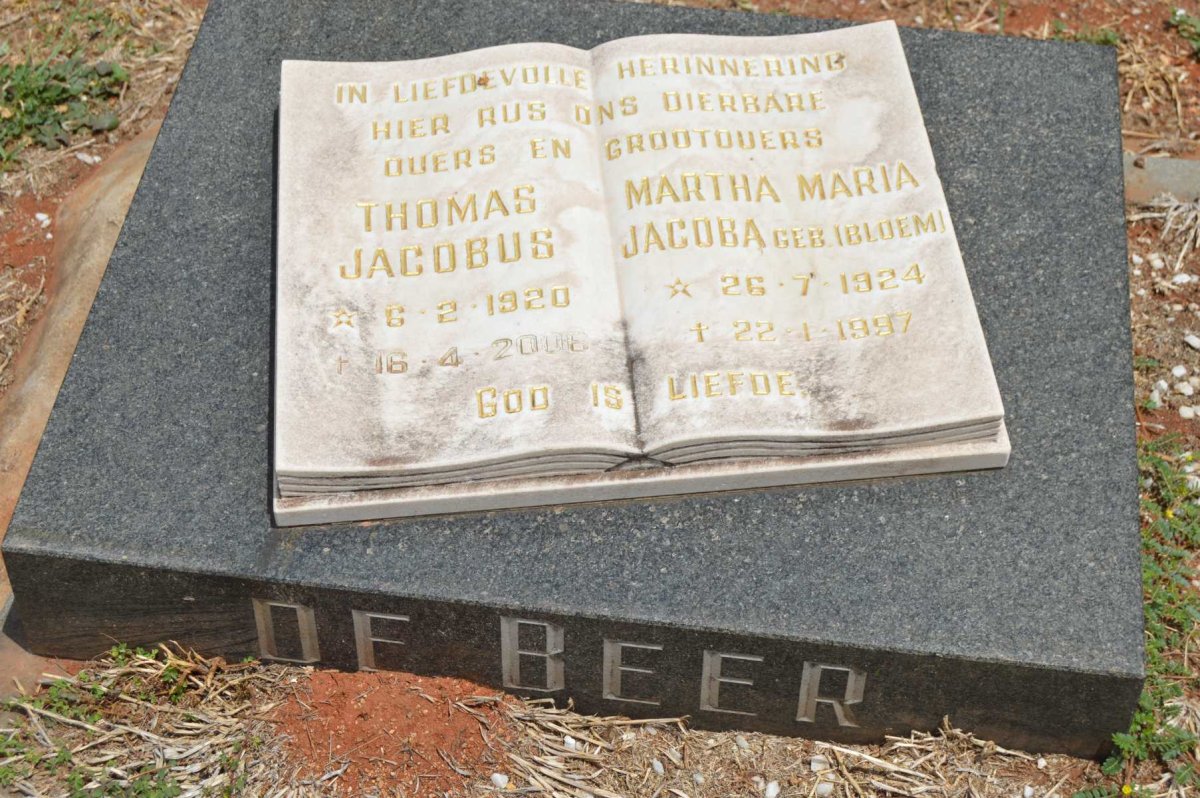 BEER Thomas Jacobus, de 1920-2006 &amp; Martha Maria Jacoba BLOEM 1924-1997