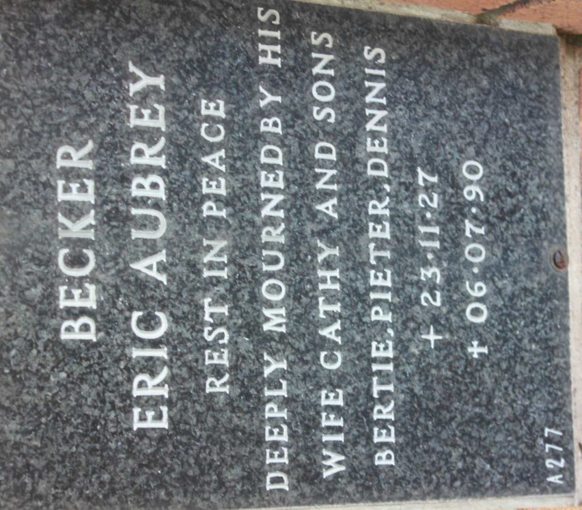 BECKER Eric Aubrey 1927-1990