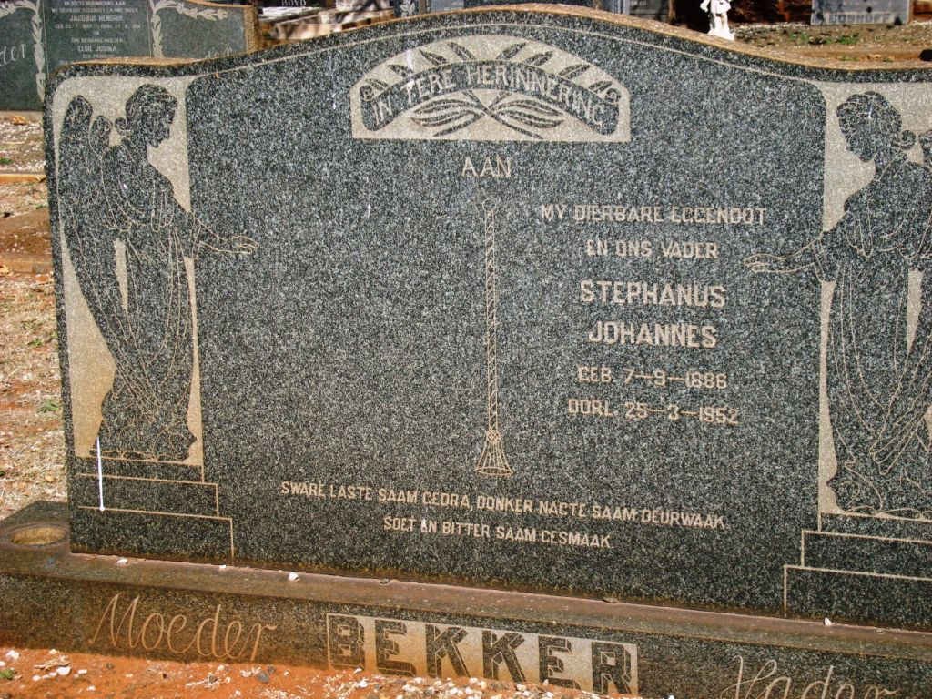 BEKKER Stephanus Johannes 1886-1952