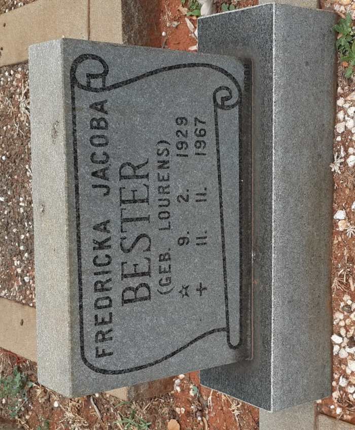 BESTER Fredricka Jacoba nee LOURENS 1929-1967