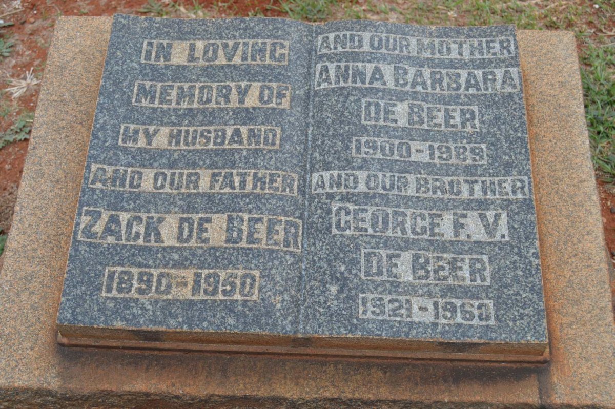 BEER Zack, de 1890-1950 &amp; Anna Barbara 1900-1989 :: DE BEER George F.V. 1921-1960