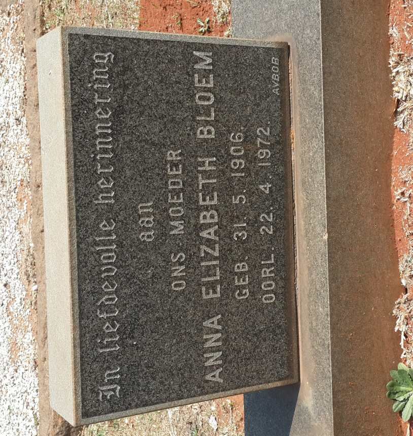 BLOEM Anna Elizabeth 1906-1972