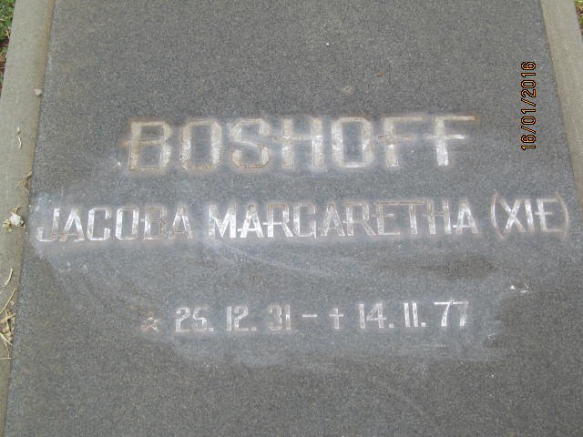 BOSHOFF Jacoba Margaretha 1931-1977